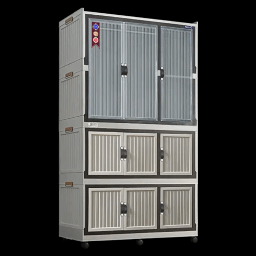 LEMARI PLASTIK MULTIFUNGSI / SERBAGUNA NAPOLLY LIPAT 3 TOWER 4 SUSUN FOLDING CABINE - 3211 GANTUNG PINTU TRANSPARAN JUMBO