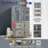 LEMARI PLASTIK MULTIFUNGSI / SERBAGUNA NAPOLLY LIPAT 3 TOWER 4 SUSUN FOLDING CABINE - 3211 GANTUNG PINTU TRANSPARAN JUMBO