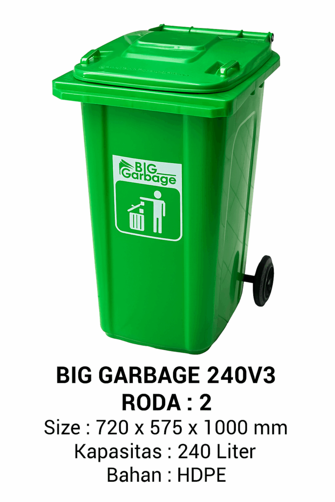 TEMPAT SAMPAH PLASTIK BESAR 240 LITER NAPOLLY TIPE 240 V3 + RODA | BIG GARBAGE UKURAN 72 x 57,5 x 100 CM | KIRIM KE SELURUH INDONESIA