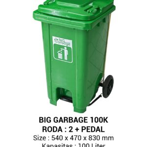 TEMPAT SAMPAH PLASTIK BESAR 100 LITER NAPOLLY TIPE 100 K + RODA + PEDAL | BIG GARBAGE UKURAN 54 x 47 x 81 CM | KIRIM KE SELURUH INDONESIA