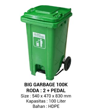 TEMPAT SAMPAH PLASTIK BESAR 100 LITER NAPOLLY TIPE 100 K + RODA + PEDAL | BIG GARBAGE UKURAN 54 x 47 x 81 CM | KIRIM KE SELURUH INDONESIA
