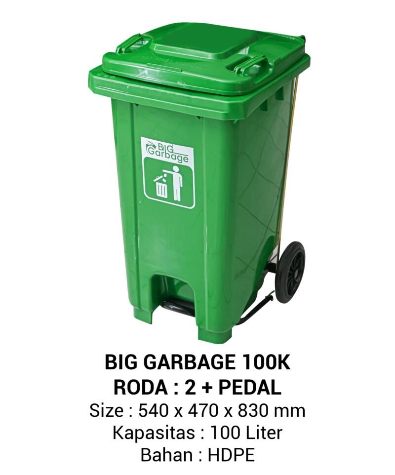 TEMPAT SAMPAH PLASTIK BESAR 100 LITER NAPOLLY TIPE 100 K + RODA + PEDAL | BIG GARBAGE UKURAN 54 x 47 x 81 CM | KIRIM KE SELURUH INDONESIA
