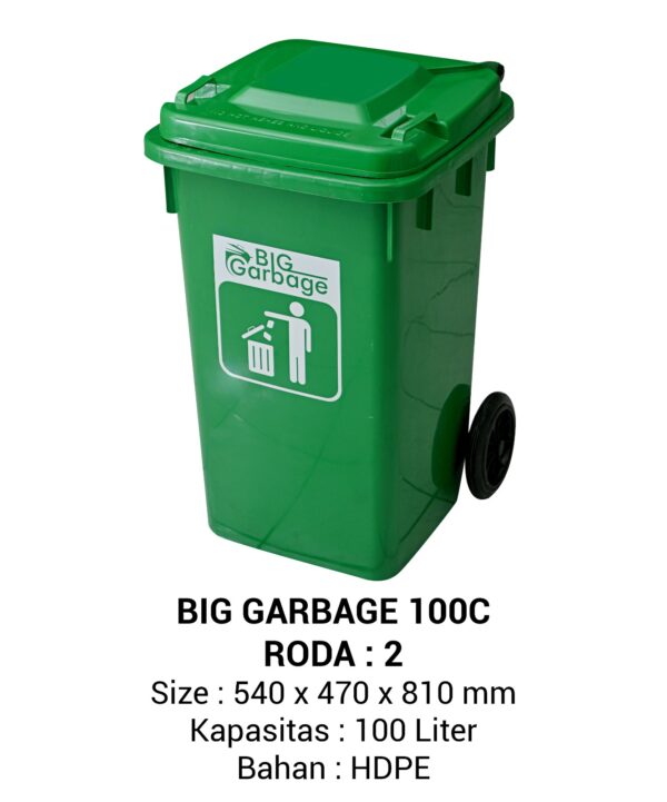 TEMPAT SAMPAH PLASTIK BESAR 100 LITER NAPOLLY TIPE 100C RODA BIG GARBAGE | UKURAN 54 x 47 x 81 CM | KIRIM KE SELURUH INDONESIA