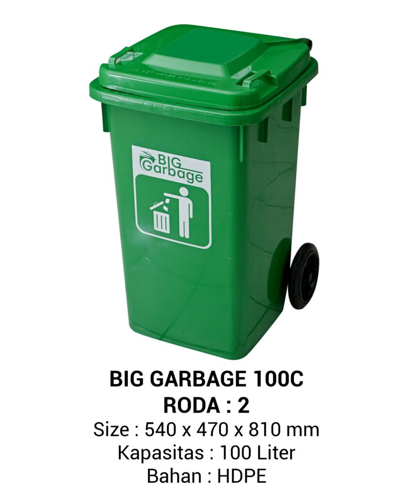 TEMPAT SAMPAH PLASTIK BESAR 100 LITER NAPOLLY TIPE 100C RODA BIG GARBAGE | UKURAN 54 x 47 x 81 CM | KIRIM KE SELURUH INDONESIA