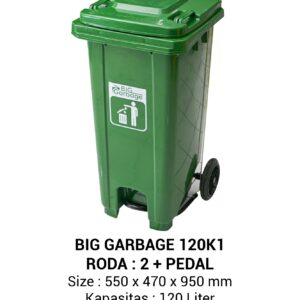 TEMPAT SAMPAH BESAR PLASTIK 120 LITER NAPOLLY TIPE 120 K1 + RODA + PEDAL | BIG GARBAGE UKURAN 54,5 x 47 x 95 CM
