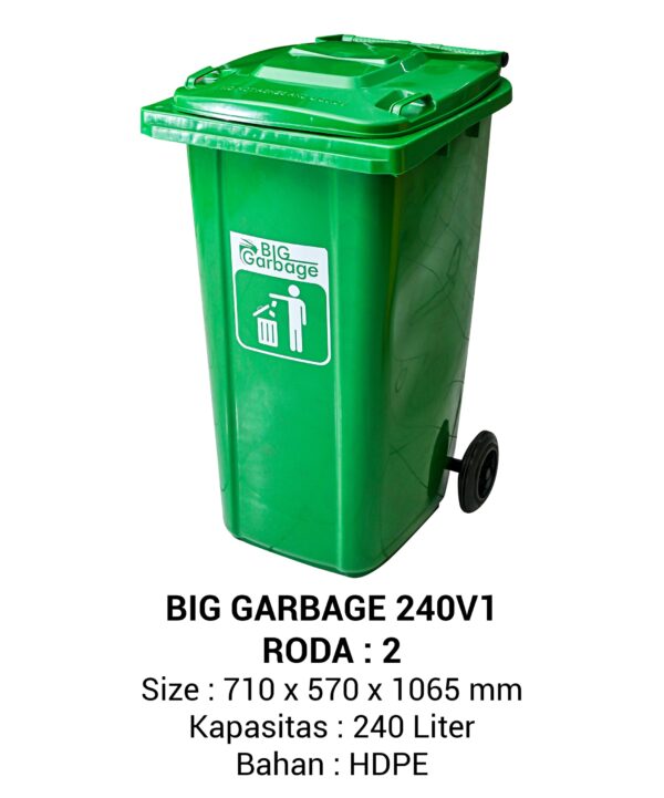TEMPAT SAMPAH PLASTIK BESAR 240 LITER NAPOLLY TIPE 240 V1 + RODA | BIG GARBAGE UKURAN 71 x 52 x 106,5 CM TEMPAT SAMPAH PLASTIK BESAR 240 LITER — Solusi Modern & Efisien untuk Pengelolaan Sampah Skala Menengah dan Besar.
