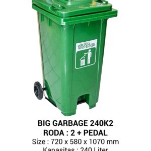 TEMPAT SAMPAH BESAR PLASTIK 240 LITER NAPOLLY TIPE 240 K + RODA + PEDAL | UKURAN 72 x 58 x 107 CM