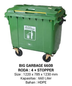 TEMPAT SAMPAH BESAR 660 LITER NAPOLLY TIPE 660 B + 4 RODA + STOPPER | UKURAN 122 x 78,5 x 123 CM