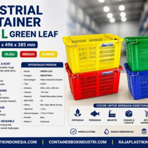 INDUSTRIAL CONTAINER 2209L GREEN LEAF INDUSTRIAL CONTAINER 2209L GREEN LEAF KERANJANG INDUSTRI UKURAN 69,8 x 47,9 x 37,5 CM | RAJA PLASTIK INDONESIA