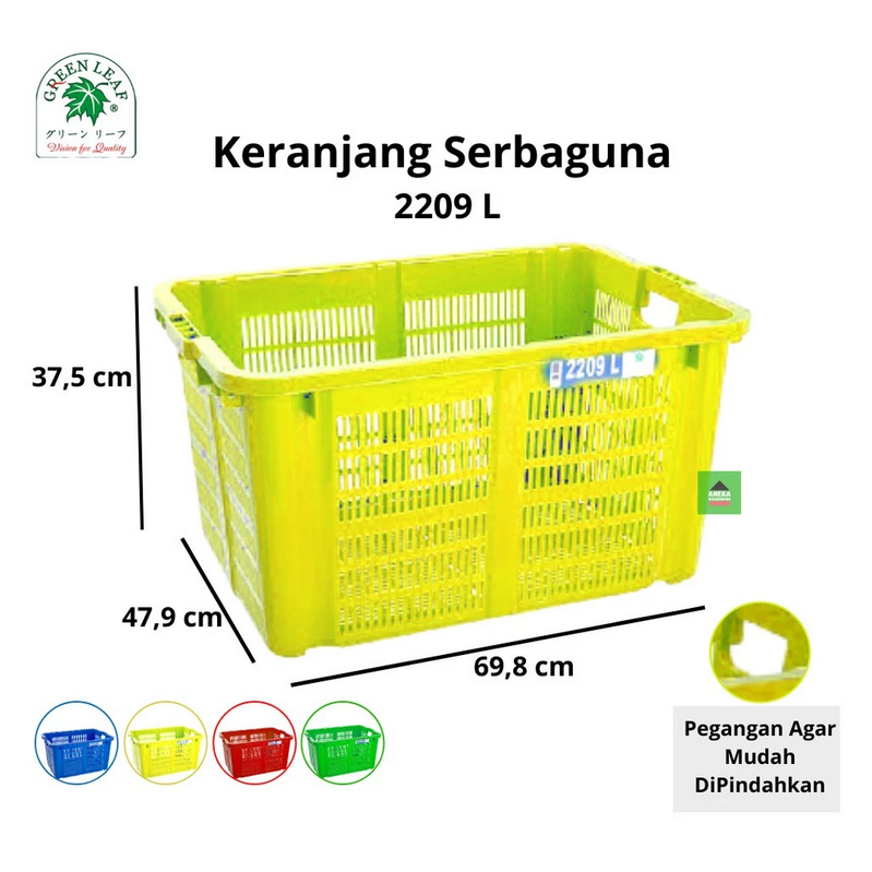 INDUSTRIAL CONTAINER 2209L GREEN LEAF KERANJANG INDUSTRI UKURAN 69,8 x 47,9 x 37,5 CM