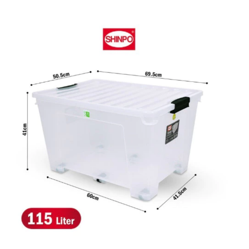 BOX CONTAINER PLASTIK BESAR RODA 115 LITER SHINPO TITAN – SIP 103 CB 115: Wadah Penyimpanan Jumbo Kuat, Praktis & Mudah Dipindahkan