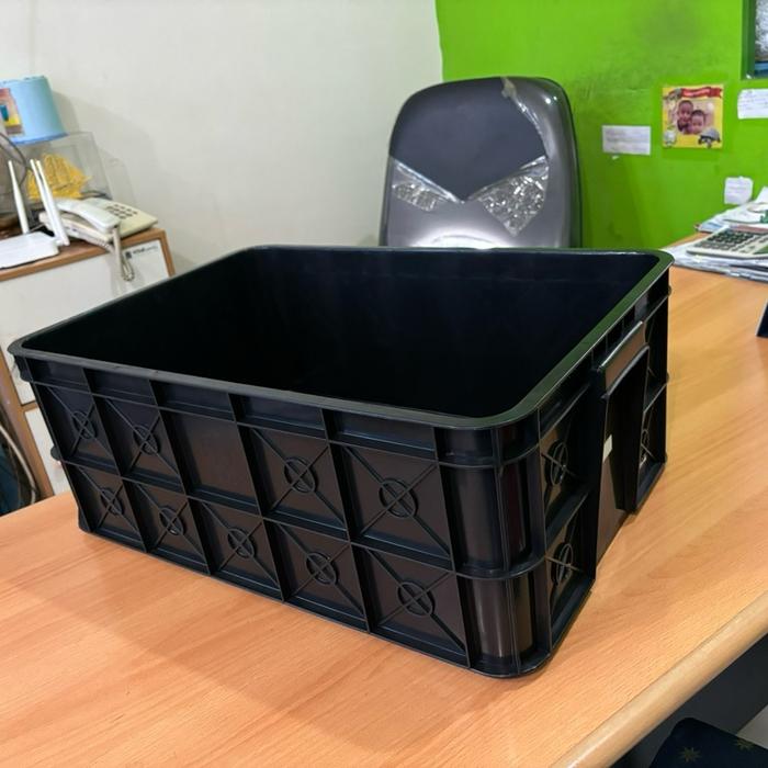 Container Box Plastik Industri Rapat Hitam Murah YTH-19B Low Grade 61x41x24 Cm | Raja Plastik Indonesia