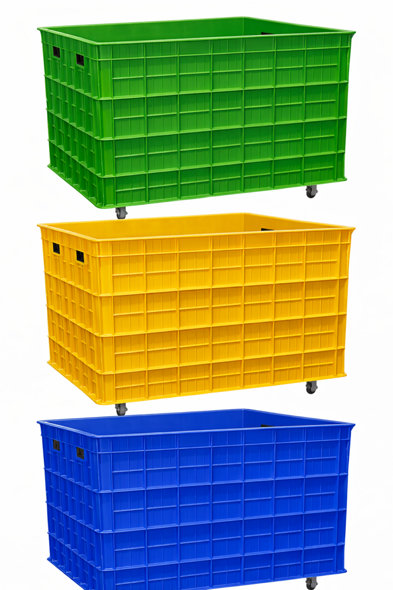 KERANJANG INDUSTRI BESAR 550 LITER - BOX CONTAINER GREEN LEAF 2181 PS UKURAN 100 x 80 x 69 CM | RAJA PLASTIK INDONESIA