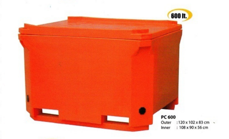 Cooler Box Besar Jumbo 600 Liter Orange / Kotak Es / Peti Ikan Delta Tipe PC-600, Ukuran 120 x 102 x 83 cm