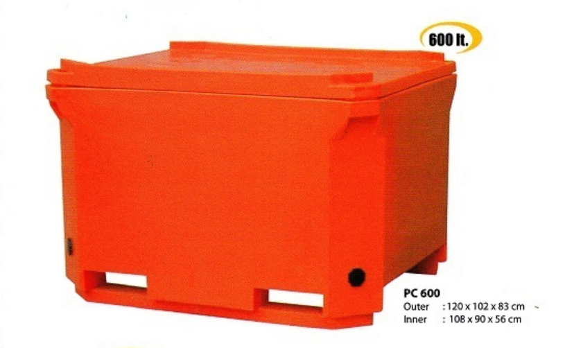 Cooler Box Besar Jumbo 600 Liter Orange / Kotak Es / Peti Ikan Delta Tipe PC-600, Ukuran 120 x 102 x 83 cm