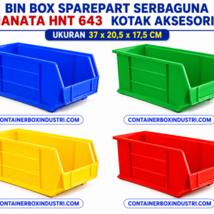 BIN BOX SPAREPART BESAR SERBAGUNA HANATA HNT 643 KOTAK AKSESORIS UKURAN 37x20,5x17,5 CM | RAJA PLASTIK INDONESIA