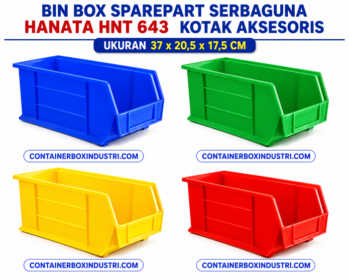 BIN BOX SPAREPART BESAR SERBAGUNA HANATA HNT 643 KOTAK AKSESORIS UKURAN 37x20,5x17,5 CM | RAJA PLASTIK INDONESIA