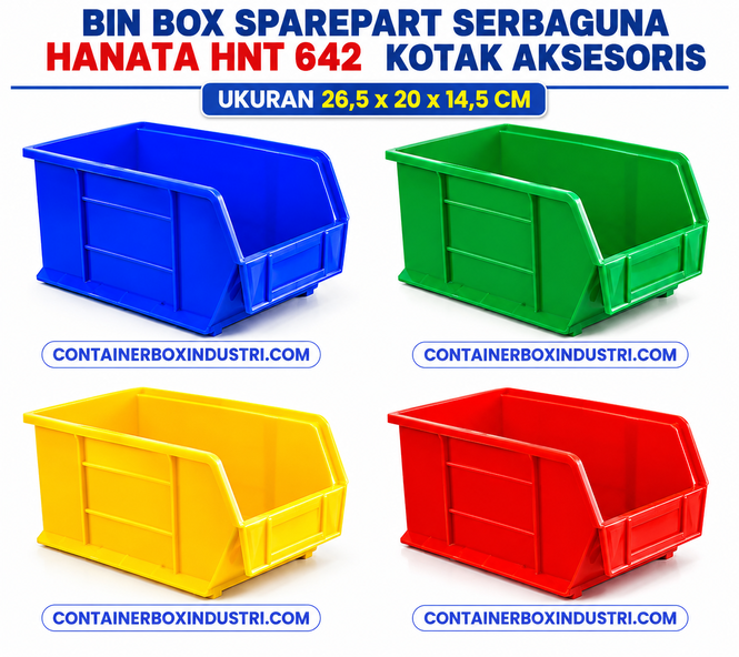 BIN BOX SPAREPART SERBAGUNA HANATA HNT 642 KOTAK AKSESORIS UKURAN 26,5 x 20 x 14,5 CM | RAJA PLASTIK INDONESIA