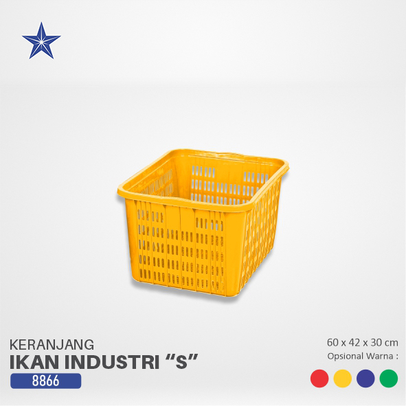 KERANJANG IKAN PLASTIK KRAT INDUSTRI LUCKY STAR S 8866 UKURAN 60x42x30 CM, VOLUME 75 LITER | RAJA PLASTIK INDONESIA