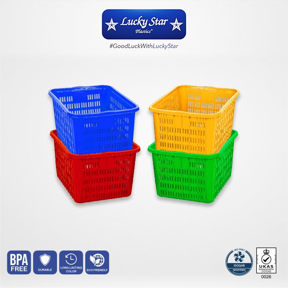 KERANJANG IKAN PLASTIK KRAT INDUSTRI LUCKY STAR S 8866 UKURAN 60x42x30 CM, VOLUME 75 LITER | RAJA PLASTIK INDONESIA