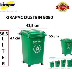 TEMPAT SAMPAH PLASTIK 50 LITER RODA KIRAPAC DUSTBIN KLX 9050 HIJAU: Solusi Praktis dan Modern untuk Kebutuhan Kebersihan Anda