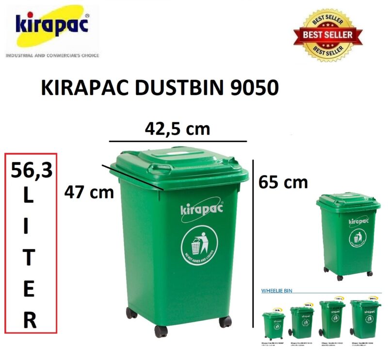 TEMPAT SAMPAH PLASTIK 50 LITER RODA KIRAPAC DUSTBIN KLX 9050 HIJAU: Solusi Praktis dan Modern untuk Kebutuhan Kebersihan Anda
