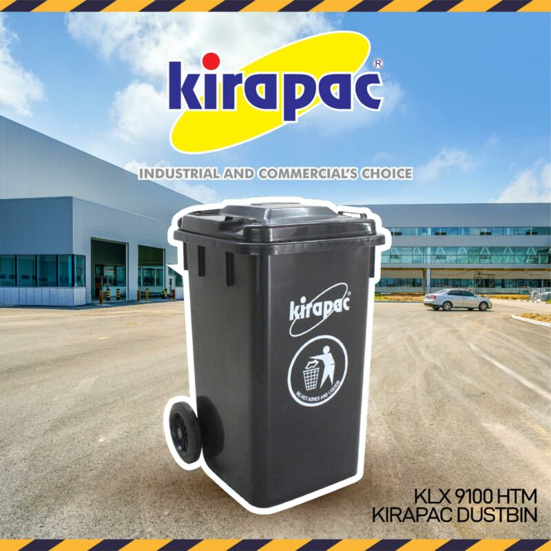 TEMPAT SAMPAH BESAR PLASTIK HITAM 100 LITER KIRAPAC KLX 9100: Solusi Tempat Sampah Profesional, Kuat & Tahan Lama
