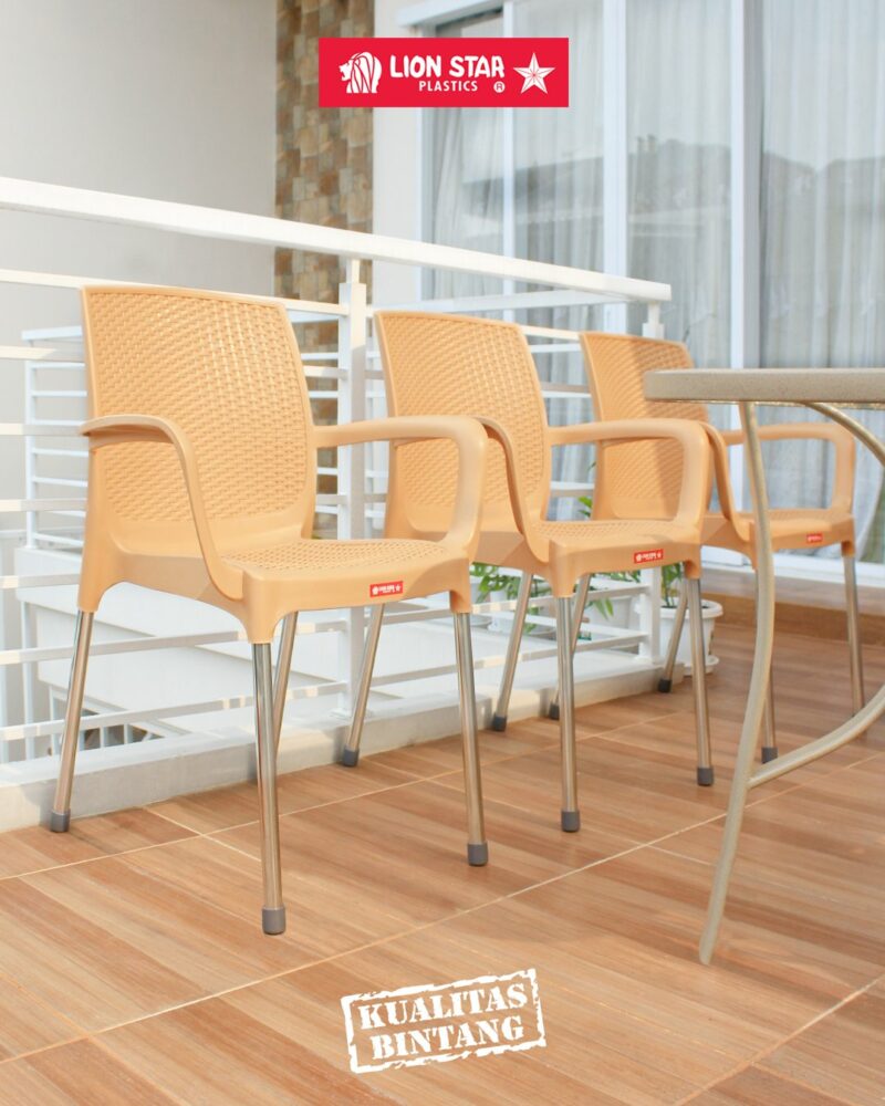 KURSI PLASTIK SANDARAN LION STAR EC-38 AMALFI CHAIR (MOTIF ROTAN): Kursi Plastik Modern Motif Rotan yang Elegan dan Nyaman