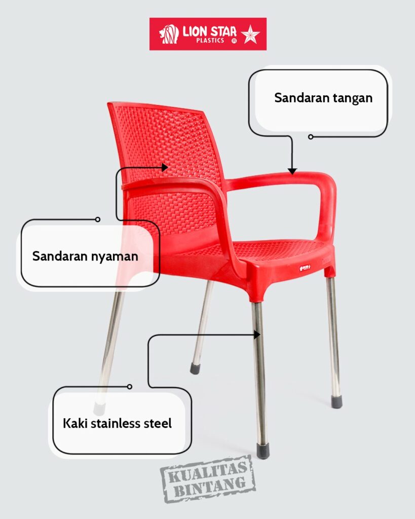 KURSI PLASTIK SANDARAN LION STAR EC-38 AMALFI CHAIR (MOTIF ROTAN): Kursi Plastik Modern Motif Rotan yang Elegan dan Nyaman