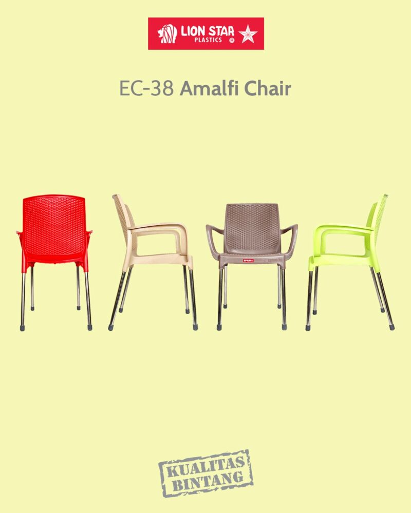 KURSI PLASTIK SANDARAN LION STAR EC-38 AMALFI CHAIR (MOTIF ROTAN): Kursi Plastik Modern Motif Rotan yang Elegan dan Nyaman