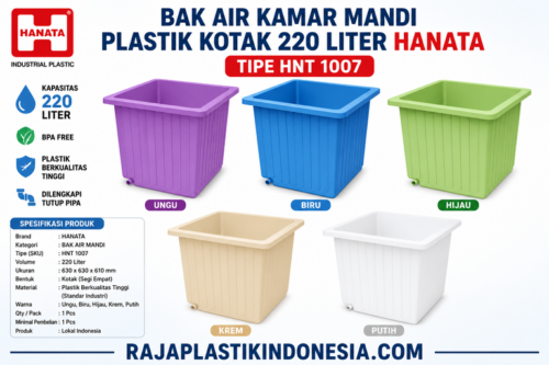 BAK AIR KAMAR MANDI PLASTIK KOTAK 220 LITER HANATA HNT 1007: Solusi Bak Air Kapasitas Besar yang Kuat, Higienis, dan Tahan Lama untuk Rumah Tangga Indonesia