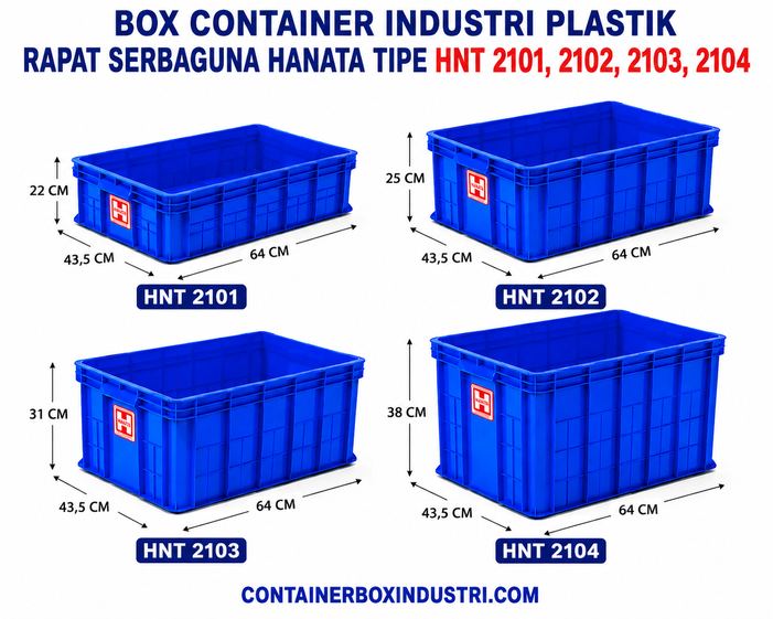 BOX CONTAINER INDUSTRI PLASTIK RAPAT SERBAGUNA HANATA HNT 2101, 2102, 2103, 2104 BIRU – Solusi Penyimpanan Profesional untuk Berbagai Kebutuhan Industri