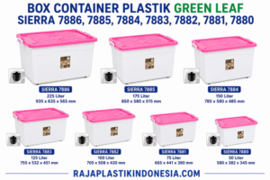 BOX CONTAINER PLASTIK 280, 210, 160, 125, 100, 75, 50 LITER GREEN LEAF SIERRA TIPE 7886, 7885, 7884, 7883, 7882, 7881, 7880