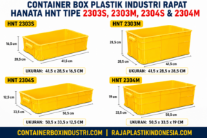 CONTAINER BOX PLASTIK INDUSTRI RAPAT HANATA HNT TIPE 2303S, 2303M, 2304S & 2304M KUNING