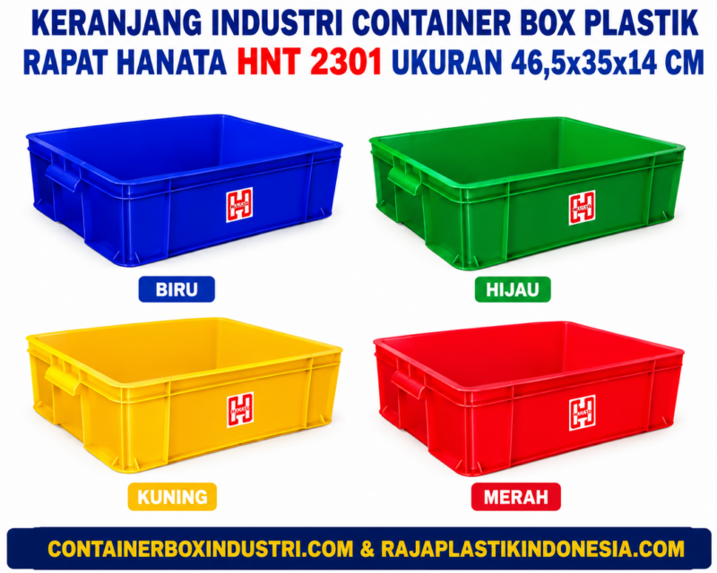 KERANJANG INDUSTRI CONTAINER BOX PLASTIK RAPAT HANATA HNT 2301(1) KERANJANG INDUSTRI CONTAINER BOX PLASTIK RAPAT HANATA HNT 2301 UKURAN 46,5x35x14 CM: Solusi Penyimpanan Praktis dan Profesional untuk Berbagai Kebutuhan Industri