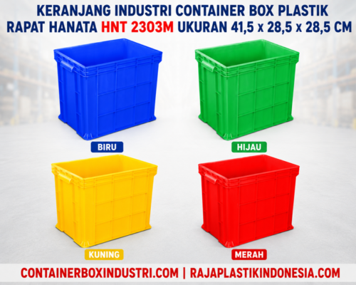 KERANJANG INDUSTRI CONTAINER BOX PLASTIK RAPAT HANATA HNT 2303M(1) KERANJANG INDUSTRI CONTAINER BOX PLASTIK RAPAT HANATA HNT 2303M UKURAN 41,5 x 28,5 x 28,5 CM: Solusi Penyimpanan Industri yang Kuat, Higienis dan Multifungsi