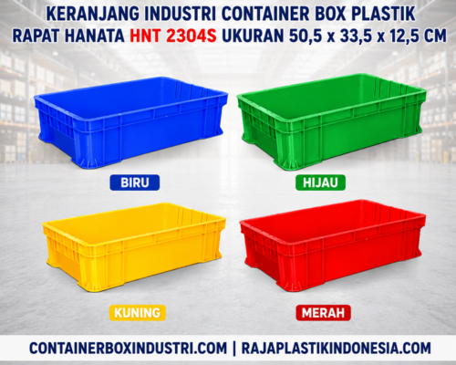 KERANJANG INDUSTRI CONTAINER BOX PLASTIK RAPAT HANATA HNT 2304S(1) KERANJANG INDUSTRI CONTAINER BOX PLASTIK RAPAT HANATA HNT 2304S UKURAN 50,5 x 33,5 x 12,5 CM: Solusi Penyimpanan Praktis dengan Desain Rapat dan Kualitas Industri