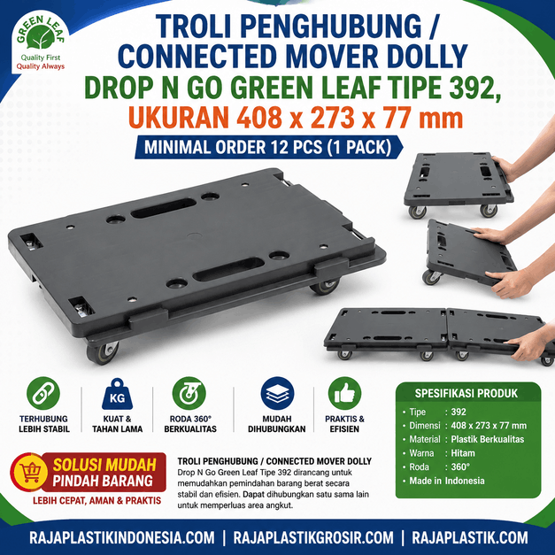 TROLI PENGHUBUNG / CONNECTED MOVER DOLLY DROP N GO GREEN LEAF 392 – Solusi Praktis Memindahkan Barang dengan Cepat, Aman, dan Efisien