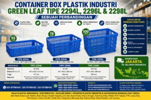 CONTAINER BOX PLASTIK INDUSTRI GREEN LEAF TIPE 2294L, 2296L & 2298L untuk Solusi Penyimpanan dan Distribusi Barang yang Lebih Efisien