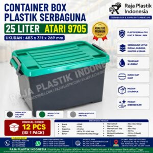 CONTAINER BOX PLASTIK SERBAGUNA 25 LITER ATARI 9705 (1) CONTAINER BOX PLASTIK SERBAGUNA 25 LITER ATARI 9705, UKURAN 483 x 311 x 269 mm: Solusi Penyimpanan Praktis, Kokoh, dan Modern untuk Rumah, Kantor, Toko, dan Gudang