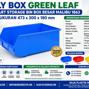 JOLLY BOX GREEN LEAF SPAREPART STORAGE BIN BOX BESAR MALIBU 1863 UKURAN 473 x 300 x 180 mm | RAJA PLASTIK INDONESIA