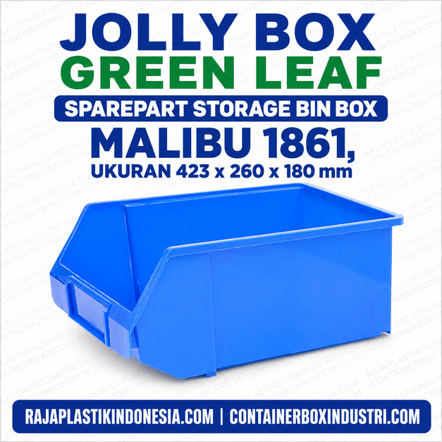 JOLLY BOX GREEN LEAF SPAREPART STORAGE BIN BOX MALIBU 1861 UKURAN 423 x 260 x 180 mm | RAJA PLASTIK INDONESIA