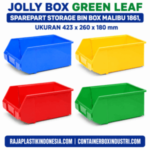 JOLLY BOX GREEN LEAF SPAREPART STORAGE BIN BOX MALIBU 1861 (3) JOLLY BOX GREEN LEAF SPAREPART STORAGE BIN BOX MALIBU 1861 UKURAN 423 x 260 x 180 mm | RAJA PLASTIK INDONESIA