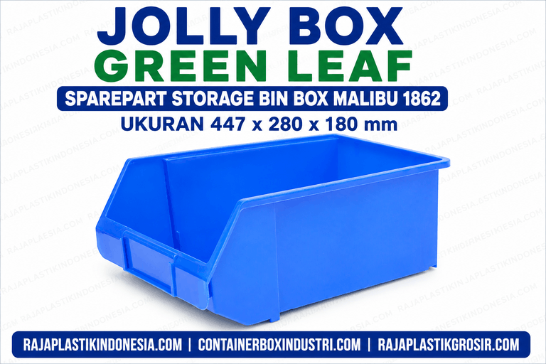 JOLLY BOX GREEN LEAF SPAREPART STORAGE BIN BOX MALIBU 1862 UKURAN 447 x 280 x 180 mm | RAJA PLASTIK INDONESIA