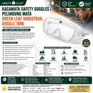 Jual Kacamata Safety Goggles / Pelindung Mata Green Leaf Industrial Goggle 1886 Berkualitas di Indonesia