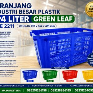 KERANJANG INDUSTRI BESAR PLASTIK 194 LITER GREEN LEAF TIPE 2211, UKURAN 817 x 552 x 431 mm | RAJA PLASTIK INDONESIA