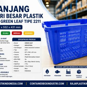 KERANJANG INDUSTRI BESAR PLASTIK 194 LITER GREEN LEAF TIPE 2211, UKURAN 817 x 552 x 431 mm | RAJA PLASTIK INDONESIA