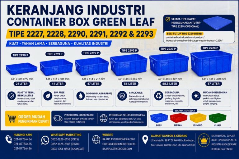 KERANJANG INDUSTRI CONTAINER BOX GREEN LEAF TIPE 2227, 2228, 2290, 2291, 2292 & 2293: Solusi Keranjang Plastik Industri Berkualitas untuk Penyimpanan, Distribusi, dan Logistik Modern