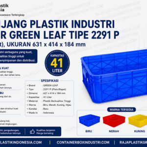 KERANJANG PLASTIK INDUSTRI 41 LITER GREEN LEAF TIPE 2291 P (2) KERANJANG PLASTIK INDUSTRI 41 LITER GREEN LEAF TIPE 2291 P, UKURAN 631 x 414 x 184 mm: Solusi Penyimpanan Heavy Duty yang Kokoh, Higienis, dan Efisien untuk Berbagai Kebutuhan Industri