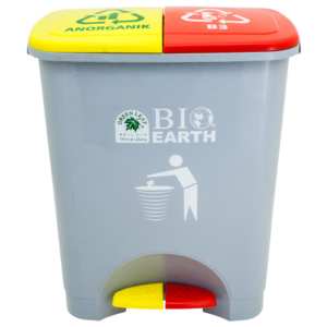 TEMPAT SAMPAH ANORGANIK & HAZARDOUS TOXIC 2×22 LITER GREEN LEAF TIPE 2144 NO-B3 Solusi Tempat Sampah Dual Kompartemen untuk Sampah Anorganik dan Limbah B3 yang Higienis, Aman, dan Profesional